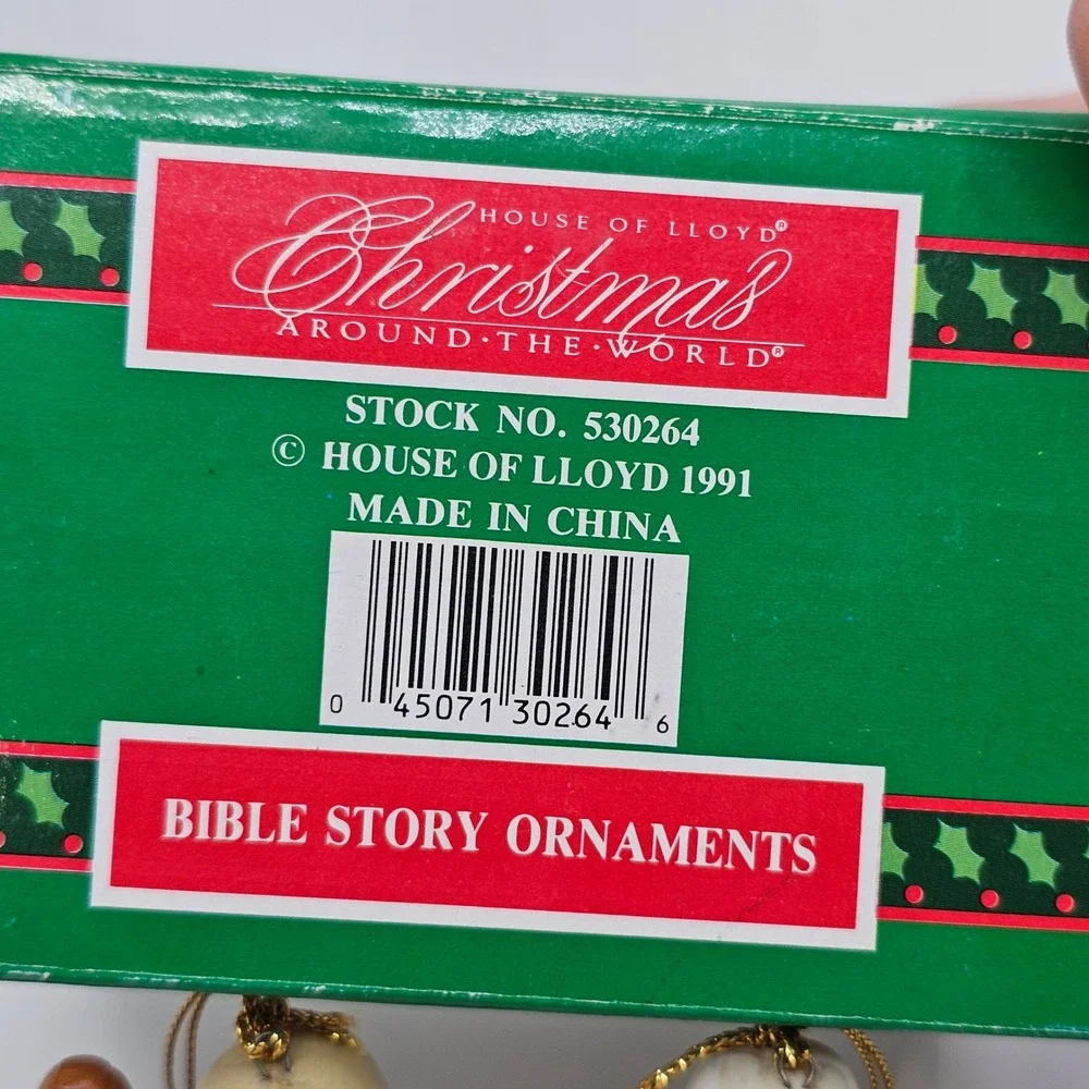 Vintage House Of Lloyd Set of Six Bible Story Christmas Ornaments Used With Box